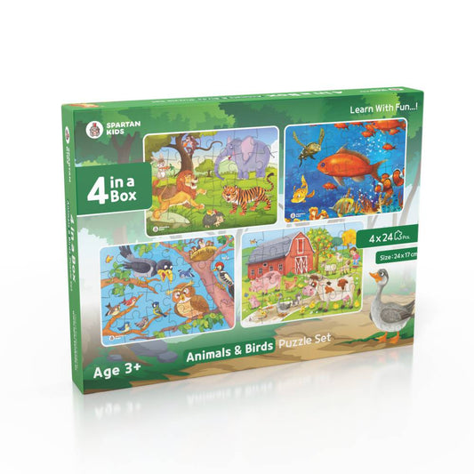 Animals & Birds Jigsaw Puzzle for Kids (4 in a Box) 96 Puzzle Pcs