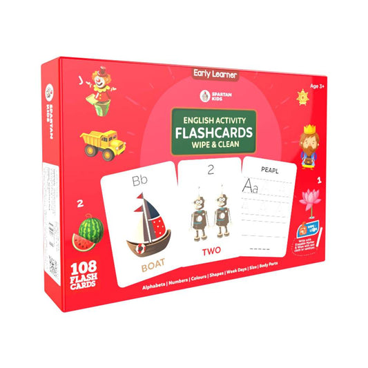 Activity Flash Cards for Kids 4+ with Wipe-Clean Marker (108 Cards)