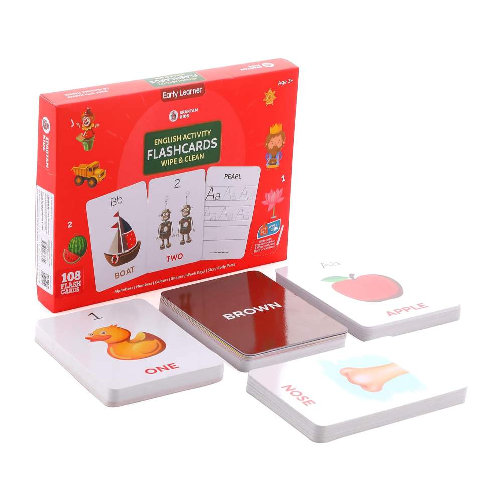 Activity Flash Cards for Kids 4+ with Wipe-Clean Marker (108 Cards)