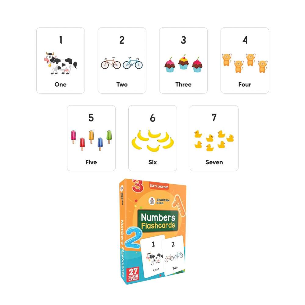 Early Learning Flash Cards with Alphabets, Numbers, Animals (Set of 7)