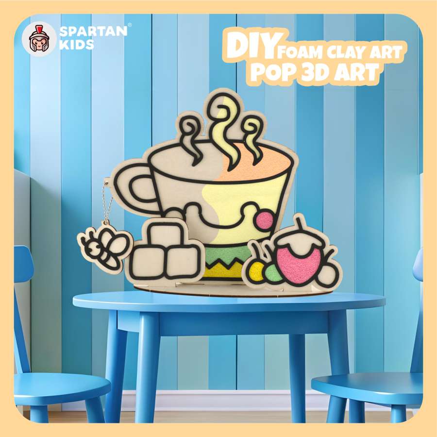 Spartan KidsĀ® Cup Pop 3D Art - Wooden Foam Clay Art