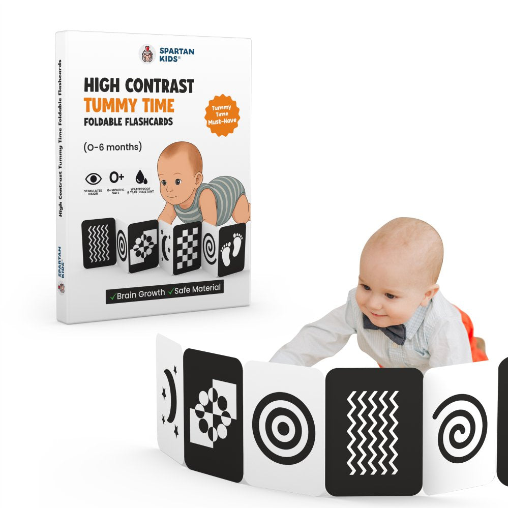 Tummy Time Flashcards for Babies & Infants | High Contrast Black & White
