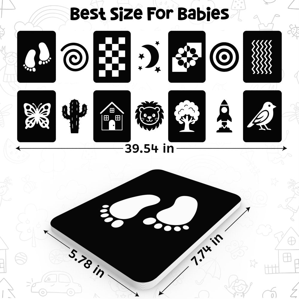 Tummy Time Flashcards for Babies & Infants | High Contrast Black & White