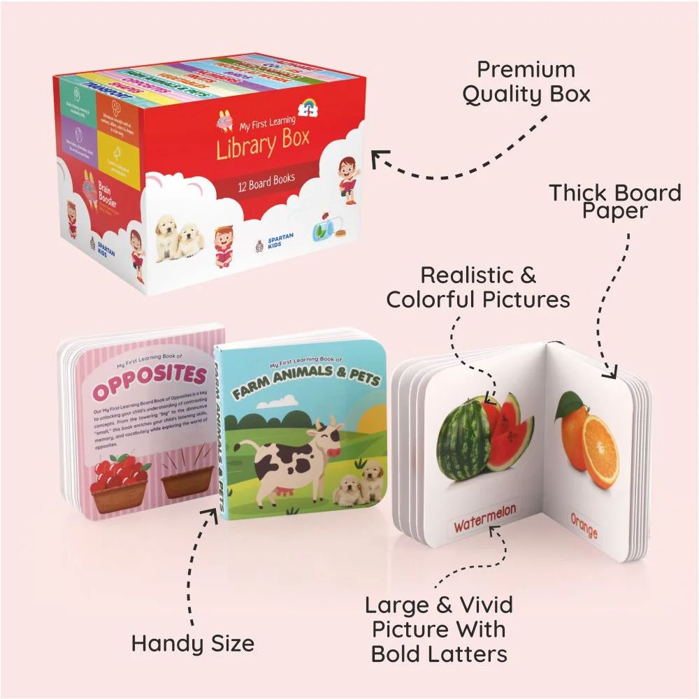 Spartan Kids Board Book Learning Library (Set of 12)