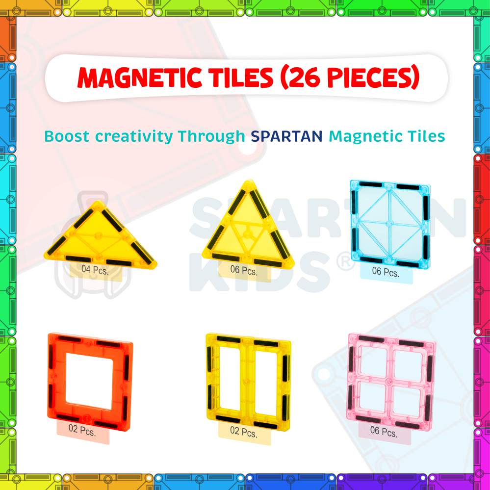 26-Piece Magnetic Building Tiles for Kids & Toddlers Ages 3-8