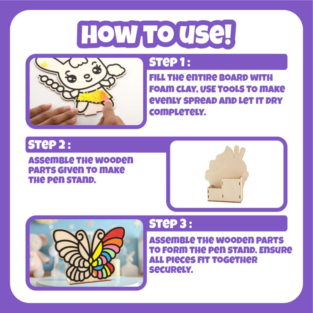 Spartan Kids® Wooden Butterfly Pen Stand - DIY Super Clay Art Kit