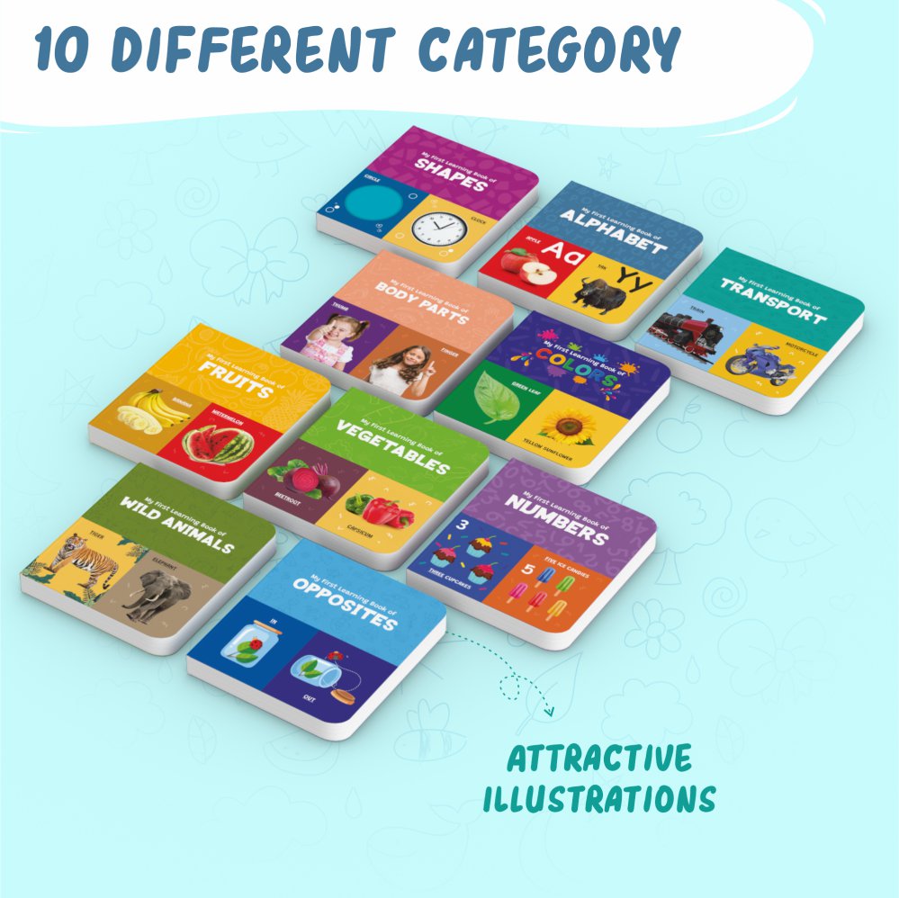 Board Book Set of 10 for Toddlers Ages 1-5 | Educational Gift
