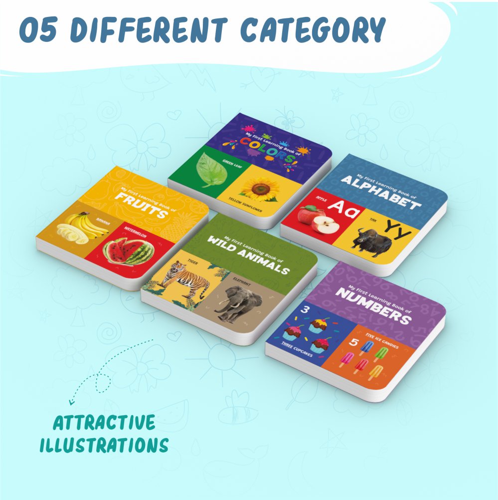 Board Book Set of 5 for Toddlers Ages 1-5 | Educational Gift