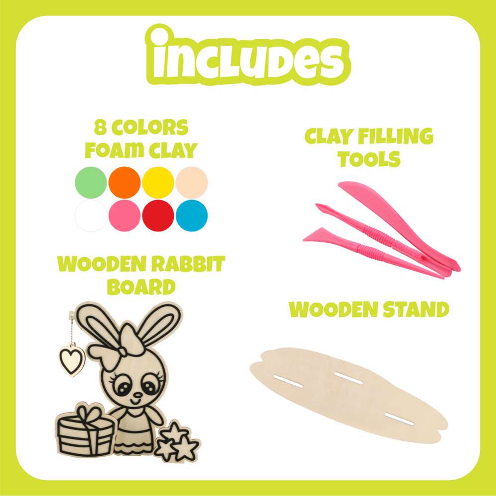 Spartan Kids® Rabbit Pop 3D Art - Wooden Foam Clay Art