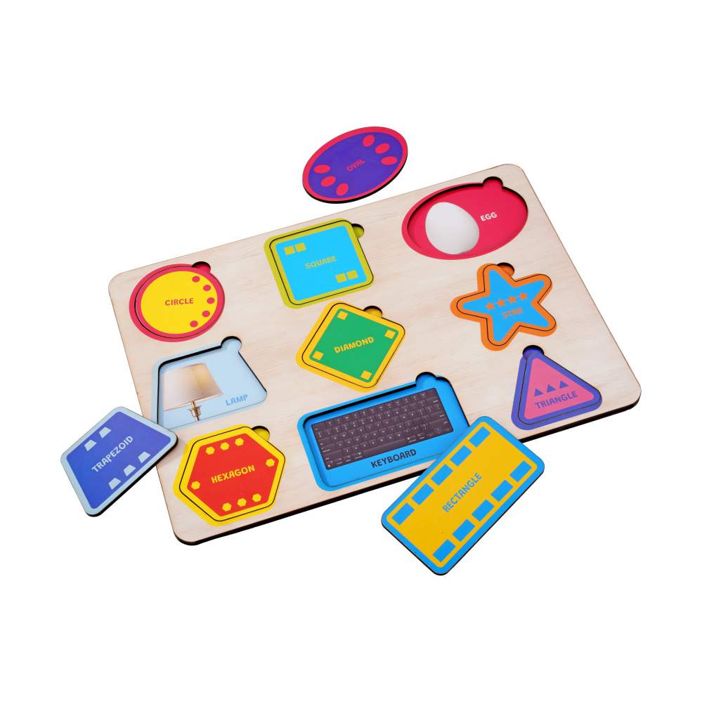 Wooden Shapes & Vehicles 3D Puzzle Set for Kids 2+ (Set of 2)