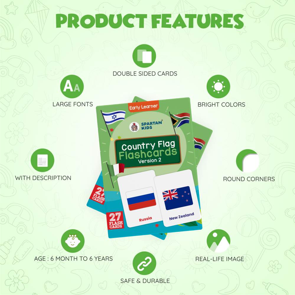 Country Flash Cards | 27 Early Learning Flash Cards for Kids (V2)
