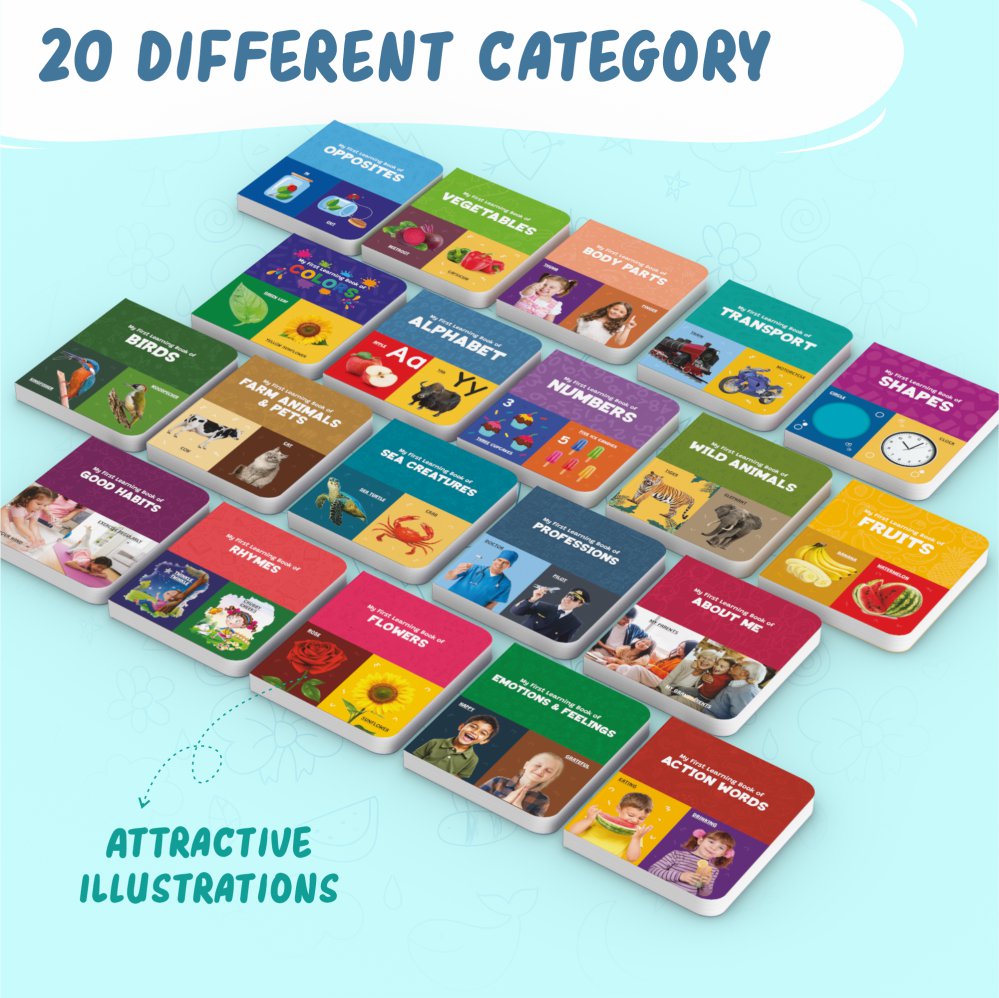 Board Book Set of 20 for Toddlers Ages 1-5 | Educational Gift