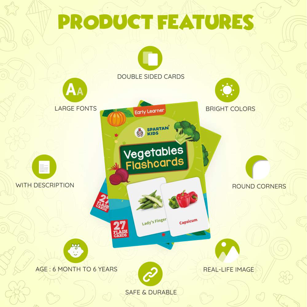 Vegetable Flash Cards | 27 Early Learning Flash Cards for Kids