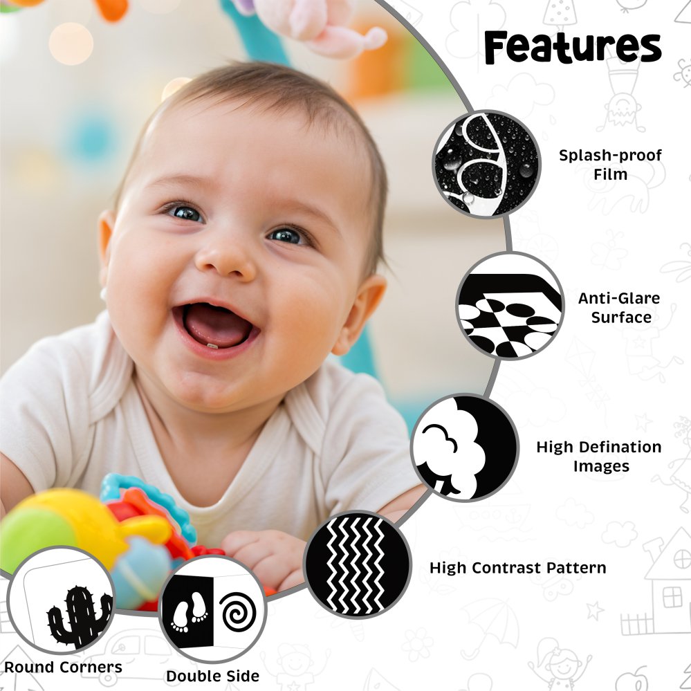 Tummy Time Flashcards for Babies & Infants | High Contrast Black & White