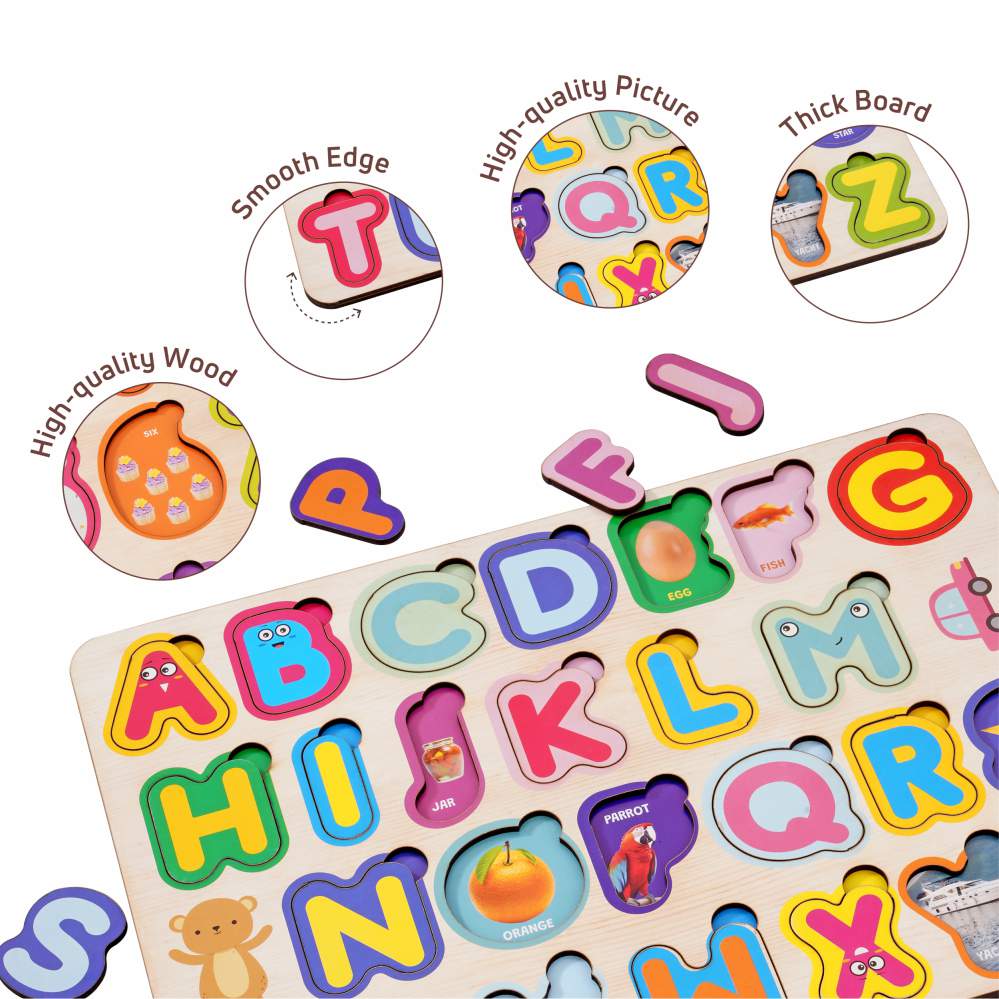 Wooden Numbers & Alphabets 3D Puzzle Set for Kids 2+ (Set of 2)