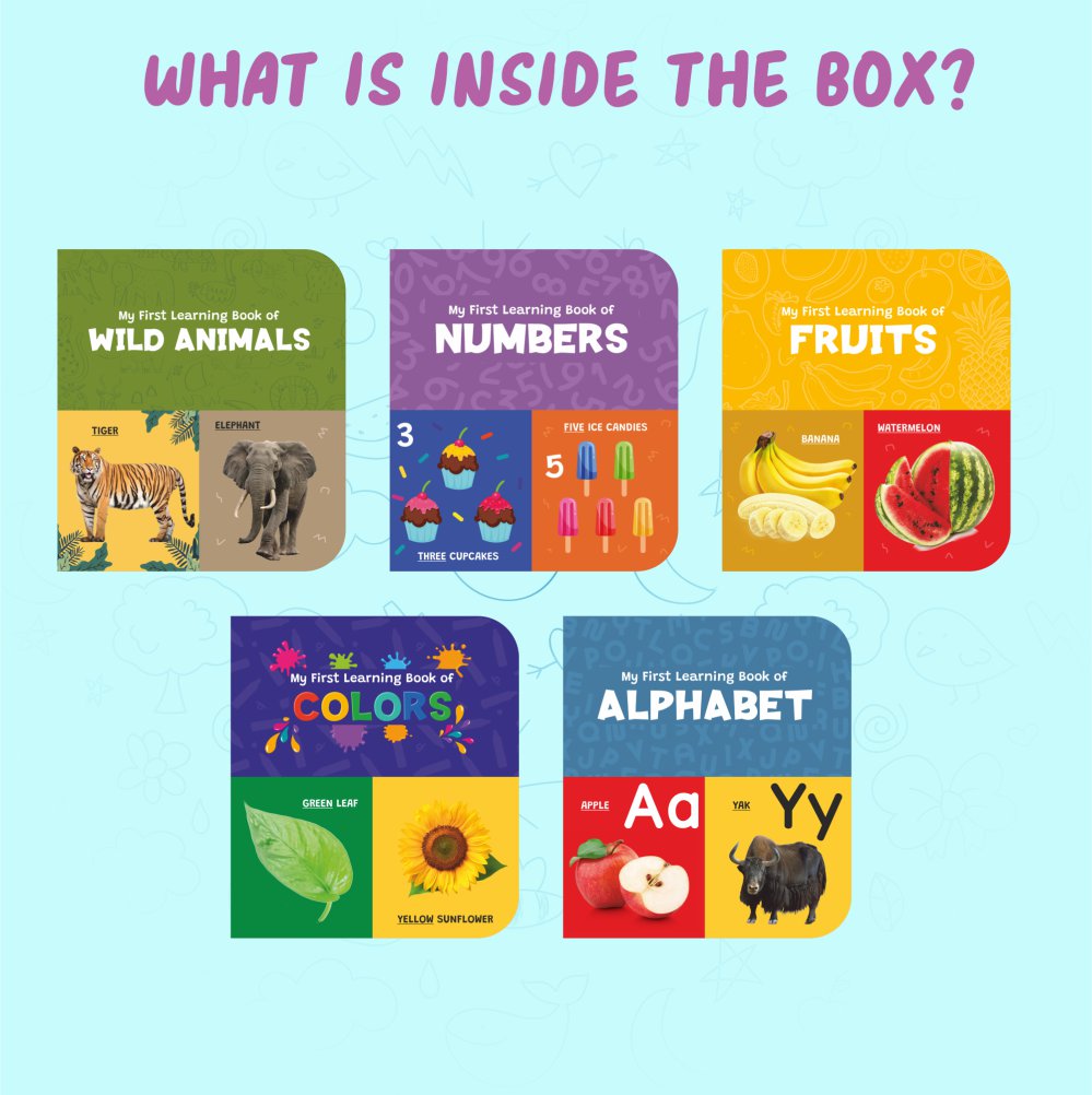 Board Book Set of 5 for Toddlers Ages 1-5 | Educational Gift