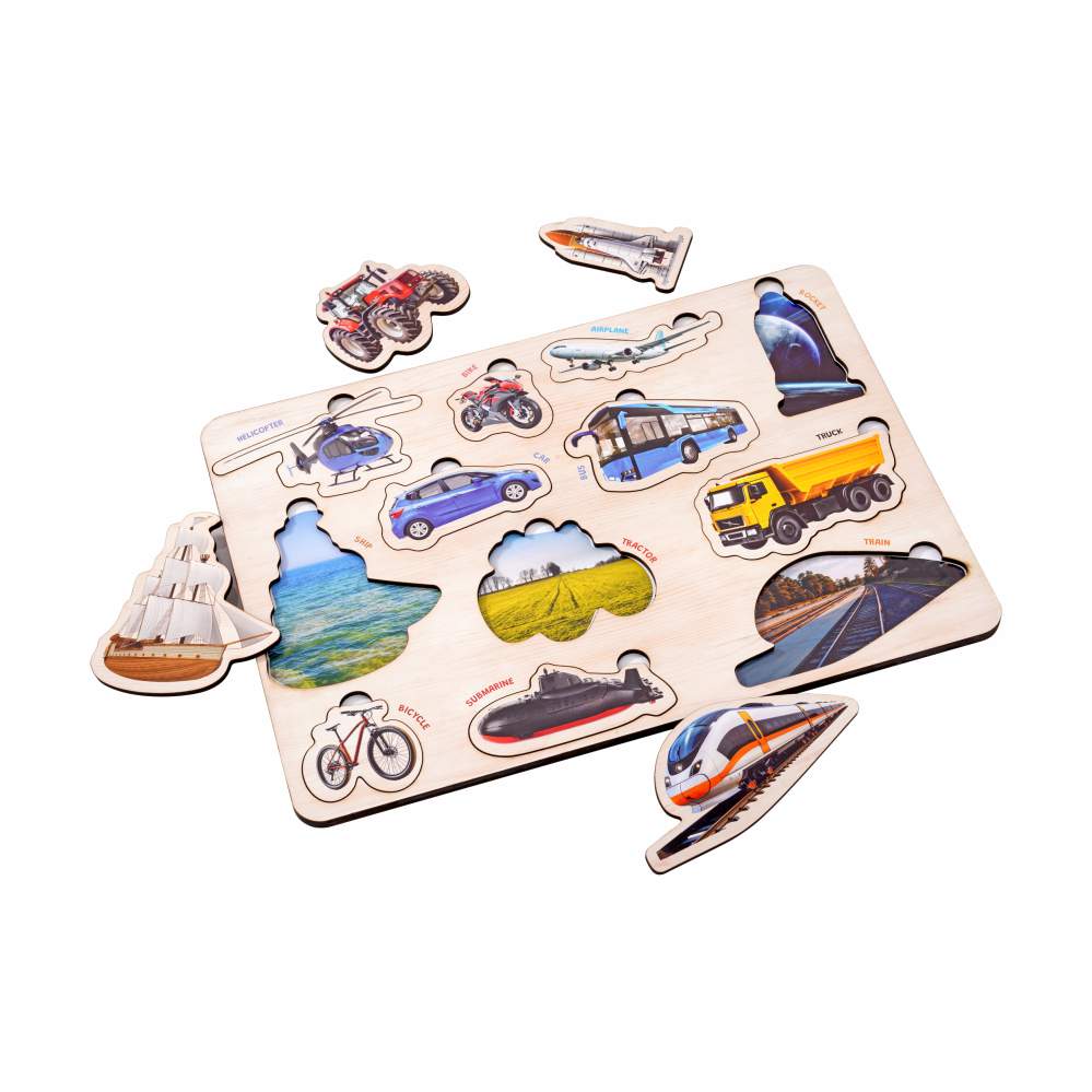 Wooden Shapes & Vehicles 3D Puzzle Set for Kids 2+ (Set of 2)