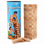 SPARTAN KIDS® Stack-It-Up Wooden Blocks Game for Kids & Adults, 54 Piece Tumbling Tower, Indoor Family Board Game, Balancing & Building Blocks, Brain Games for Age 6+ Years