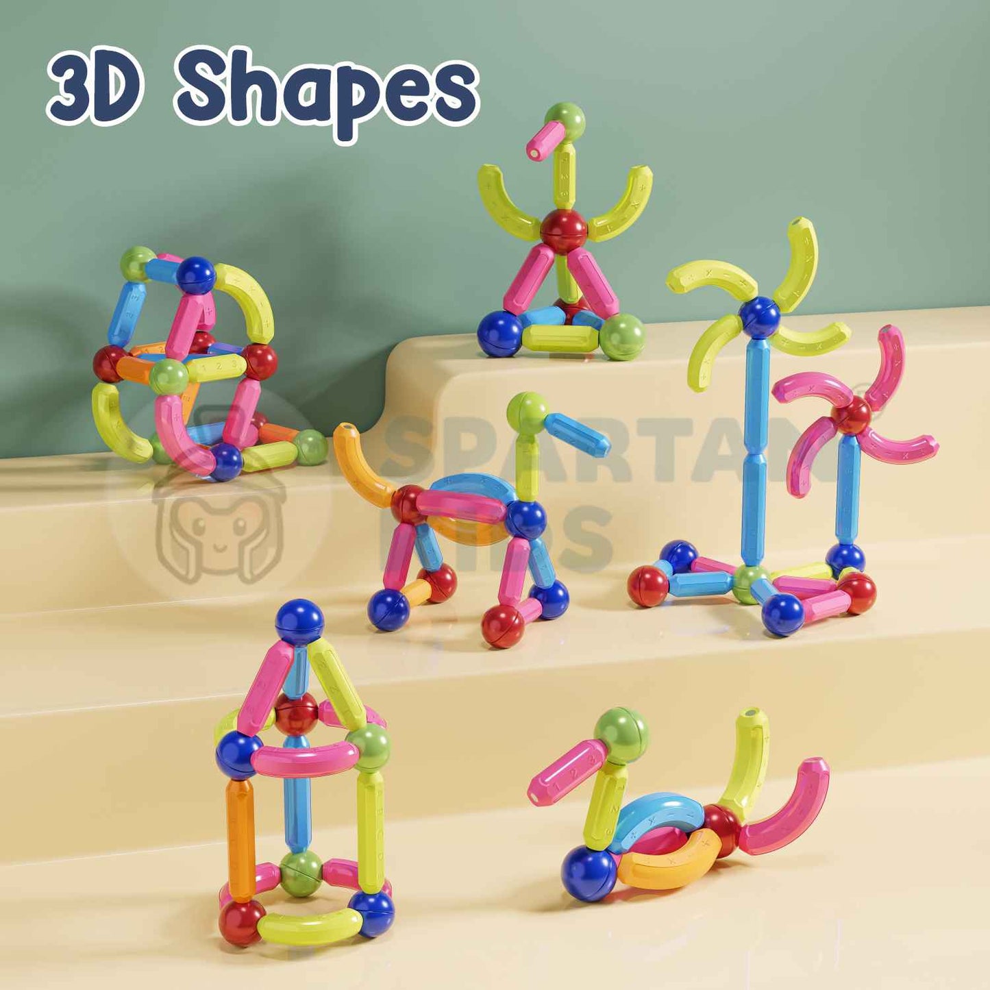 Spartan Kids Magnetic Building Sticks Blocks 26 pcs– Educational Toys for Toddlers