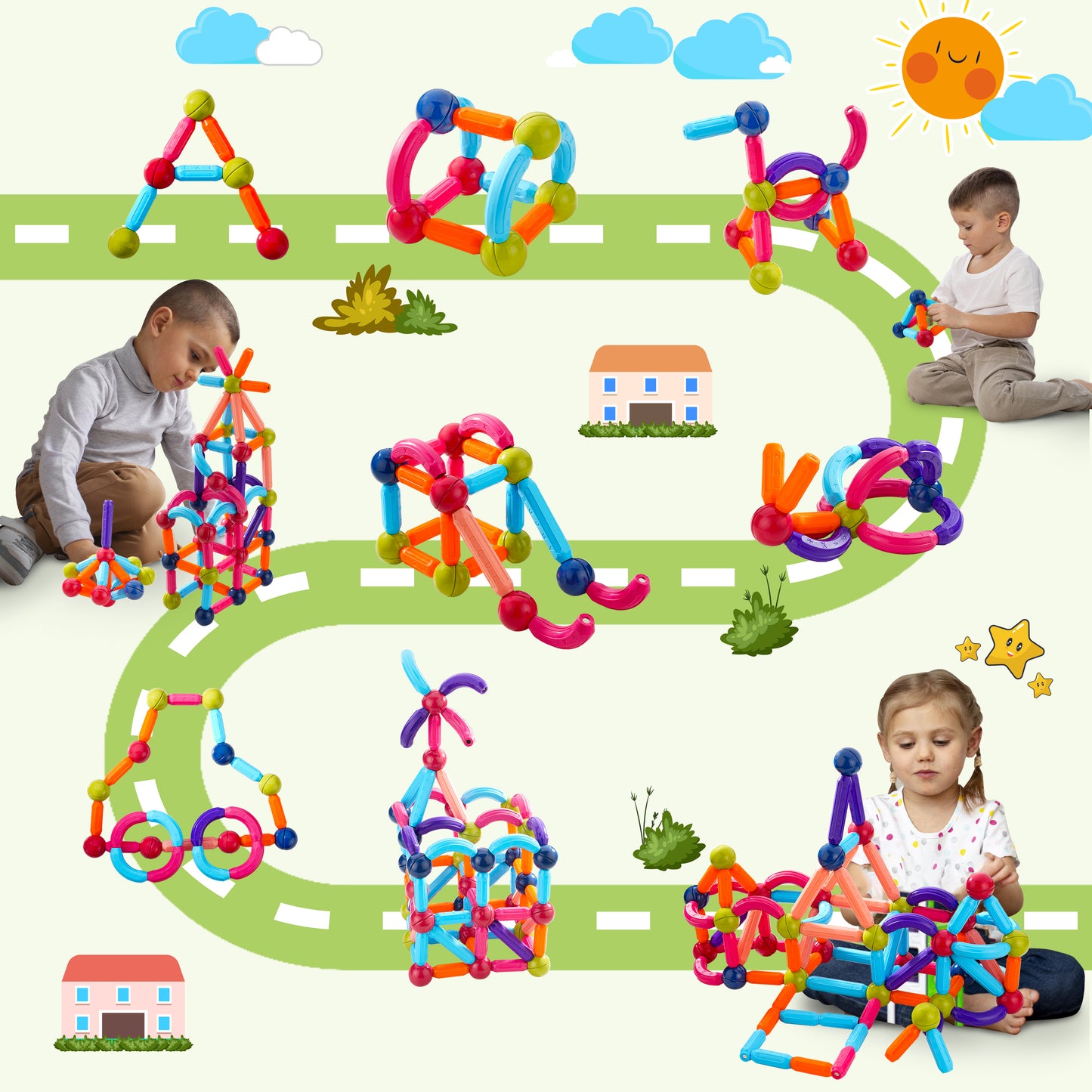 Spartan Kids Magnetic Building Sticks Blocks 36 pcs – Educational Toys for Toddlers