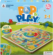 Spartan Kids Pop & Play 2 in 1 Game Board, Ludo & Snakes and Ladders, Ages 3+, Multicolour, Press to Shuffle Dice Mechanism, 2-4 Players
