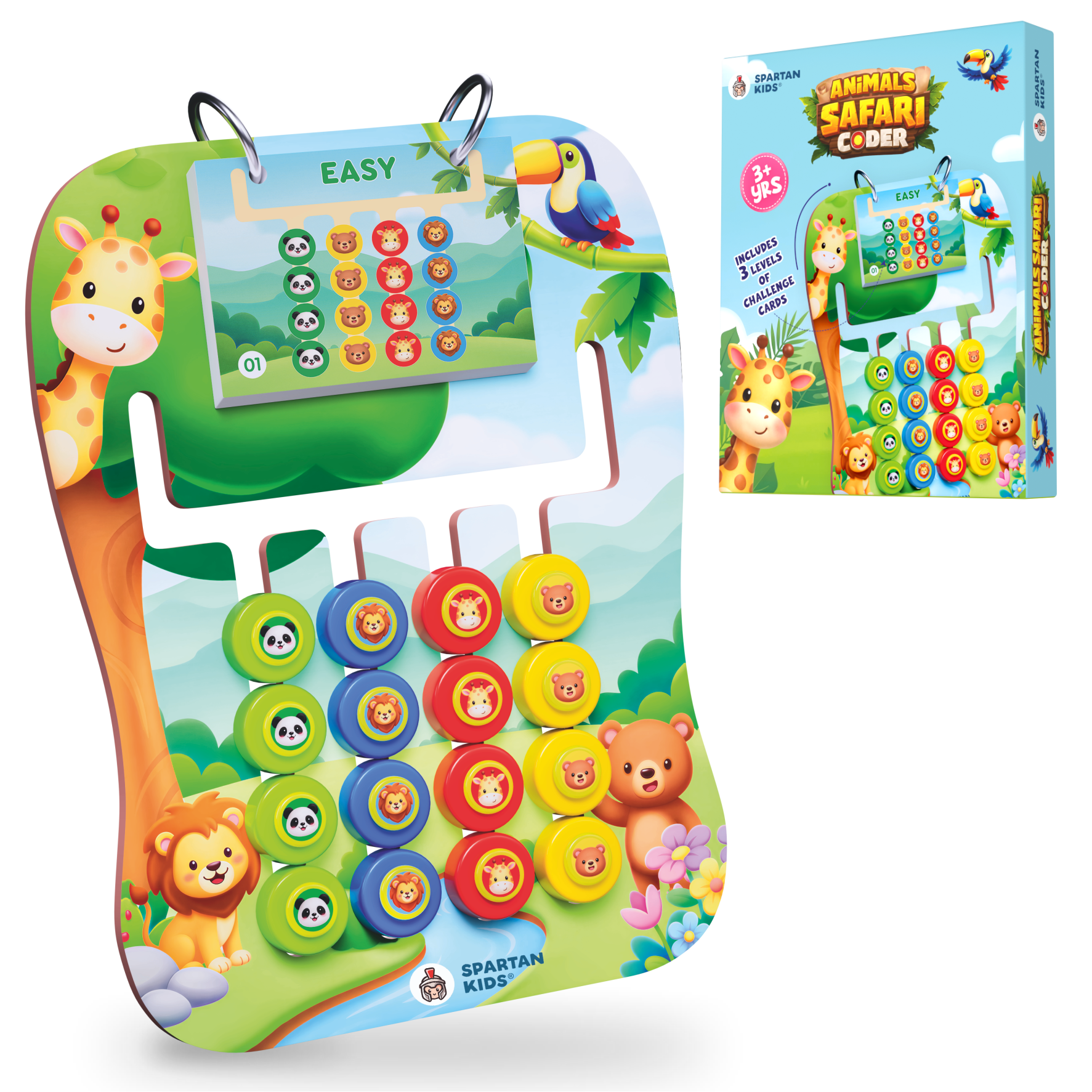 Animals Safari Coder — Educational Jungle Pattern Matching Game for Kids Ages 3+ | STEM Toy | Screen-Free Logic Puzzle | Spartan Kids