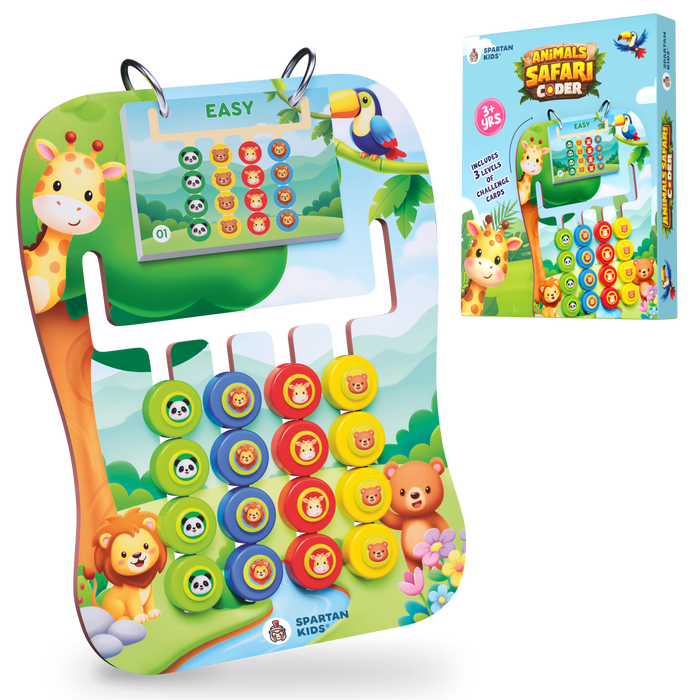 Animals Safari Coder — Educational Jungle Pattern Matching Game for Kids Ages 3+ | STEM Toy | Screen-Free Logic Puzzle | Spartan Kids