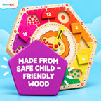 Spartan Kids TIK TIK Wooden Learning Clock for Kids 3+ Years | Educational Toy for Time, Numbers, Shapes & Colours | Fine Motor Skills Learning Toy with Activity Book