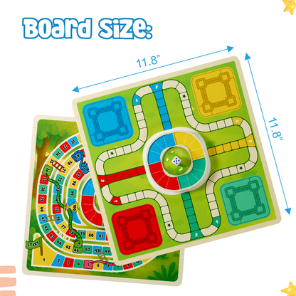 Spartan Kids Pop & Play 2 in 1 Game Board, Ludo & Snakes and Ladders, Ages 3+, Multicolour, Press to Shuffle Dice Mechanism, 2-4 Players