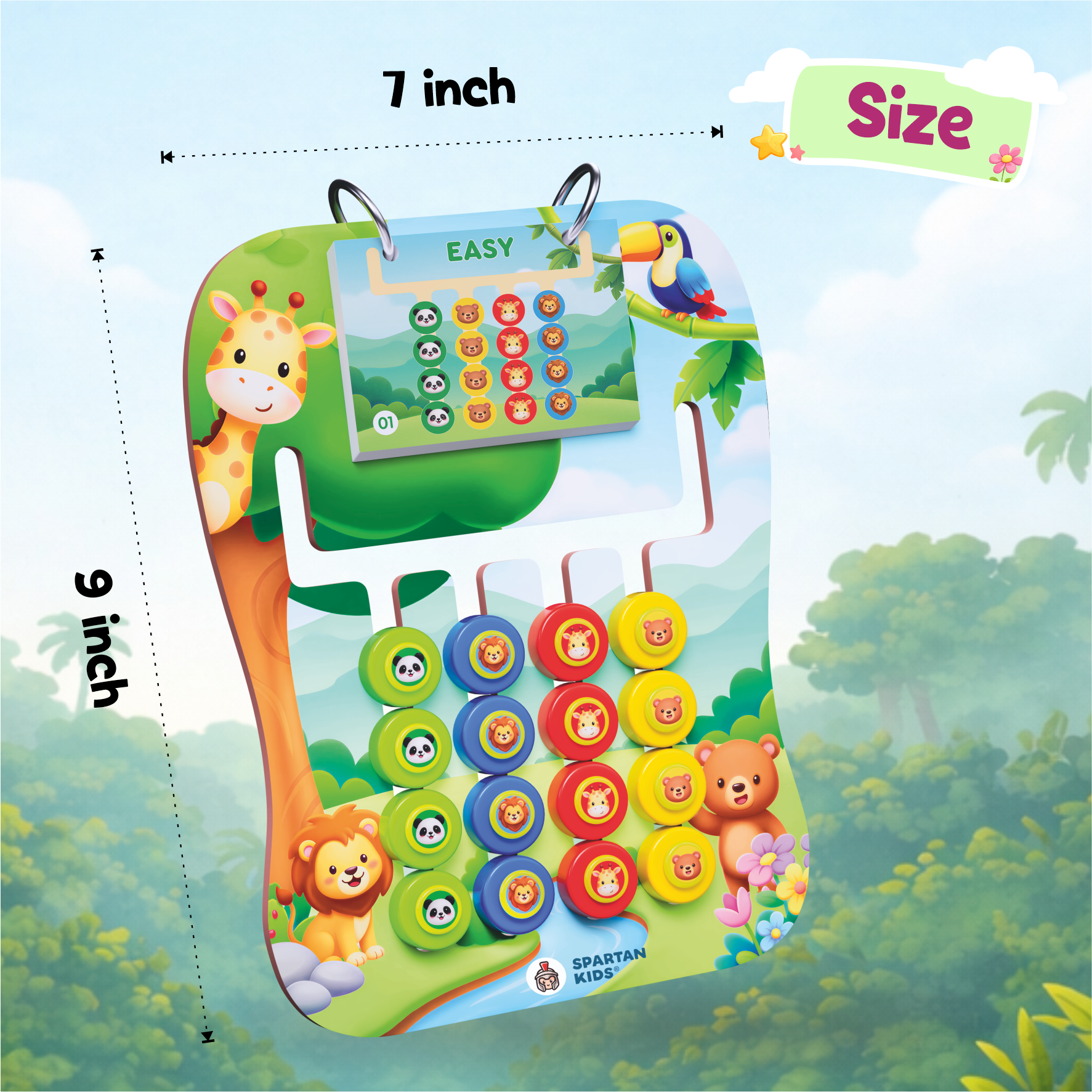 Animals Safari Coder — Educational Jungle Pattern Matching Game for Kids Ages 3+ | STEM Toy | Screen-Free Logic Puzzle | Spartan Kids