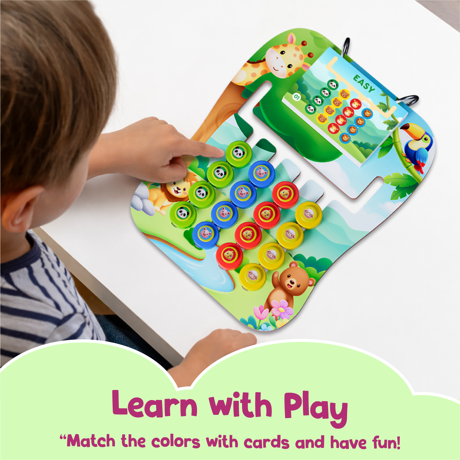 Animals Safari Coder — Educational Jungle Pattern Matching Game for Kids Ages 3+ | STEM Toy | Screen-Free Logic Puzzle | Spartan Kids