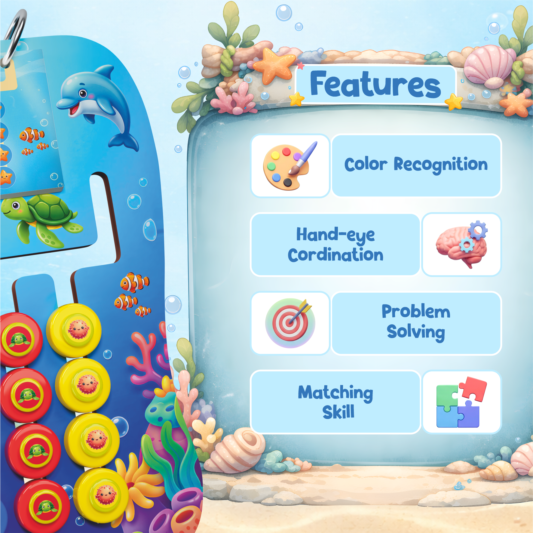 Sea Animals Coder — Educational Ocean Pattern Matching Game for Kids Ages 3+ | STEM Toy | Screen-Free Logic Puzzle | Spartan Kids