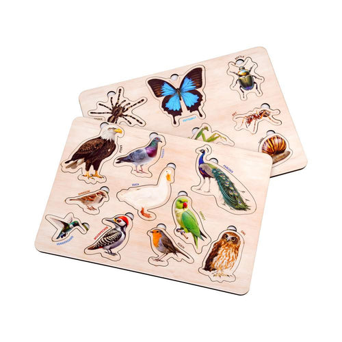 Wooden Birds & Insect 3D Puzzle Set for Kids 3+ (Set of 2)