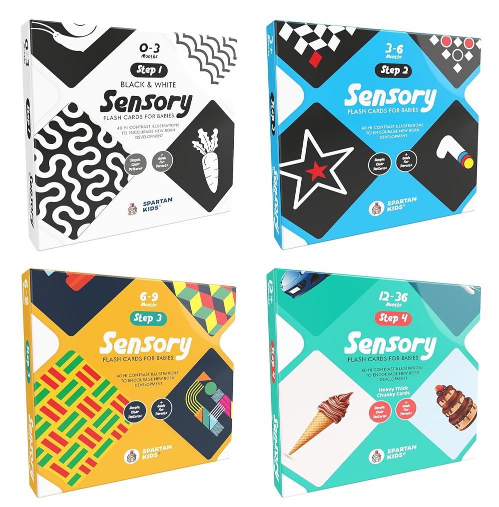SPARTAN KIDS® Sensory Flash Cards Combo for New Born Babies (Set of 4)