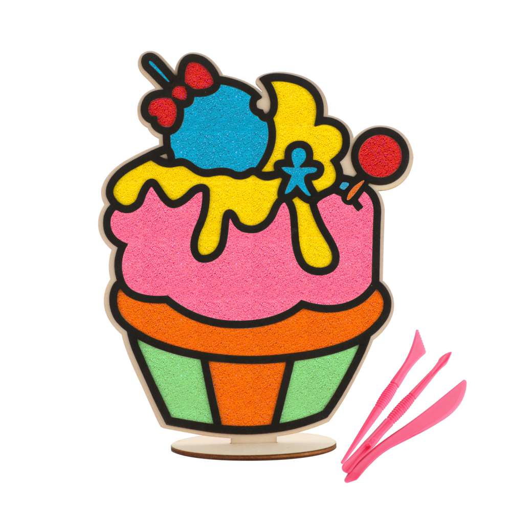 🎁 Spartan Kids® DIY Foam Clay Art Kit: Wooden Cupcake Board with Stand
