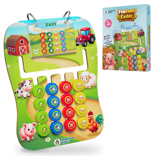 Fun Farm Coder — Educational Pattern Matching Game for Kids Ages 3+ | STEM Toy | Screen-Free Logic Puzzle | Spartan Kids