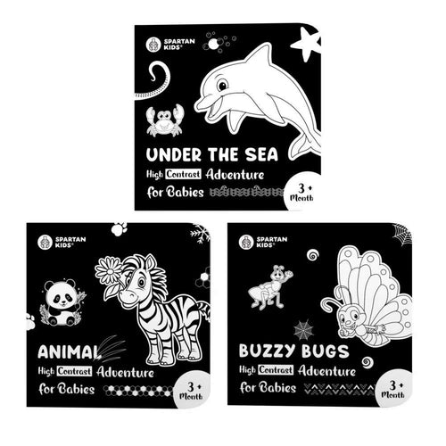 SPARTAN KIDS Black & White Sensory Board Set – (Set of 3)