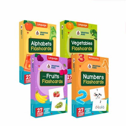 SPARTAN KIDS® Jumbo Flash Cards Combo | Alphabet, Numbers, Fruits & Vegetables