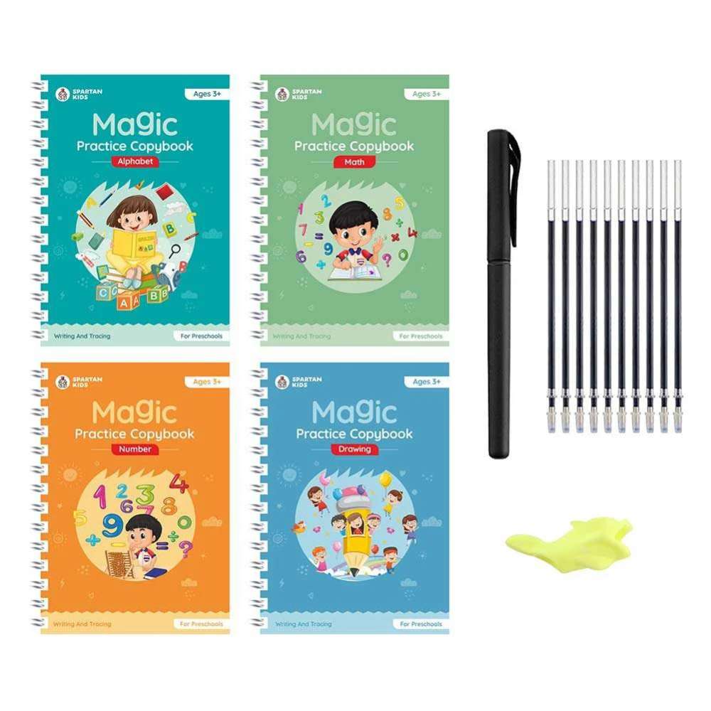 Magic Practice Copybook (4 Book + 10 Refills + 1 Pen + 1 Grip) Number Tracing Book