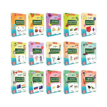 Flashcards Combo Set 15-Pack | 405 Educational Flashcards for Kids Ages 2–6 | Alphabets, Animals, Vegetables, Professions & More | Spartan Kids