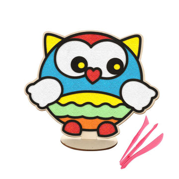 🎁 Spartan Kids® DIY Foam Clay Art Kit: Wooden Owl Board with Stand