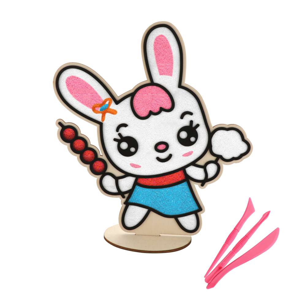 🎁 Spartan Kids® DIY Foam Clay Art Kit: Wooden Rabbit Board with Stand
