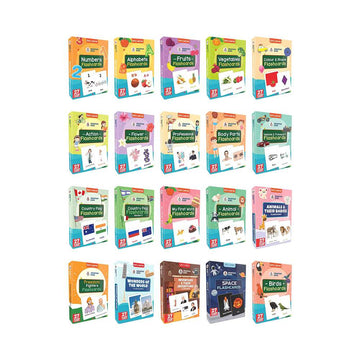 Flashcards Combo Set 20-Pack | 540 Educational Flashcards for Kids Ages 2–6 | Alphabets, Animals, Vegetables, Professions & More | 27 Cards per Box | Spartan Kids