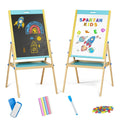 Spartan Kids 3-in-1 Wooden Art Easel Board for Kids | Whiteboard, Chalkboard & Magnetic Board | Adjustable Height | Complete Art Set