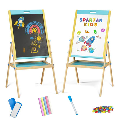 Easel Board for Kids - Adjustable Whiteboard & Chalkboard