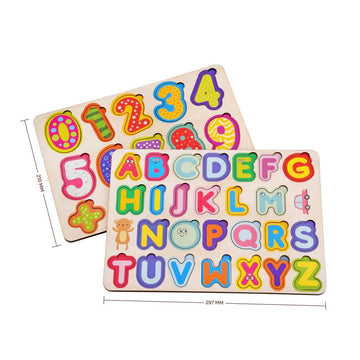 Wooden Numbers & Alphabets 3D Puzzle Set for Kids 2+ (Set of 2)