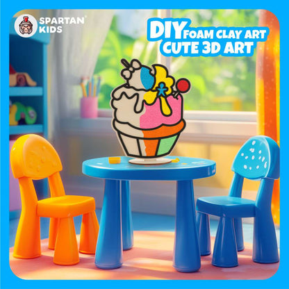 Spartan Kids® DIY Foam Clay Art Kit: Wooden Cupcake Board with Stand