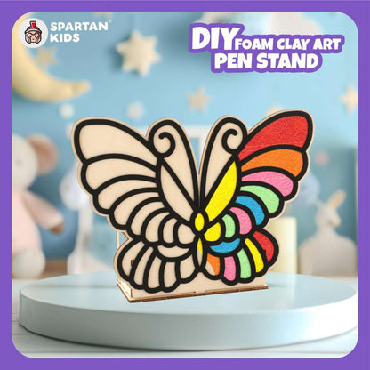 Spartan Kids® Wooden Butterfly Pen Stand - DIY Super Clay Art Kit