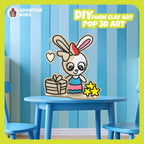 Spartan Kids® Rabbit Pop 3D Art - Wooden Foam Clay Art