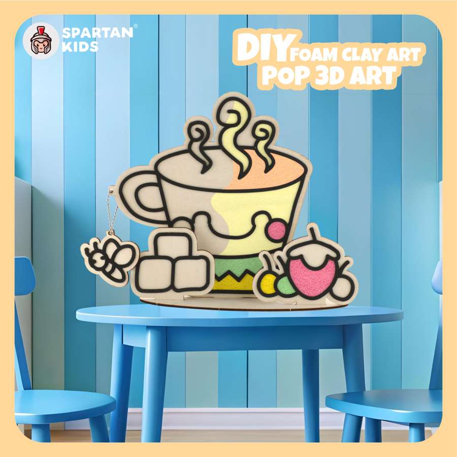 Spartan Kids® Cup Pop 3D Art - Wooden Foam Clay Art